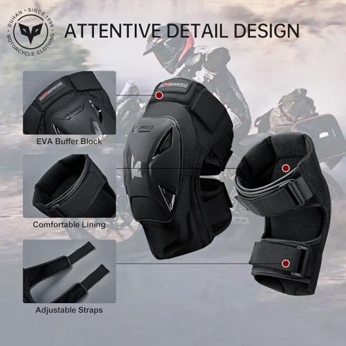 Motorcycle Knee Pads for Men & Women - Motocross, Dirt Bike, MTB, Skateboarding Protective Gear - CE Level 1 Certified - Black