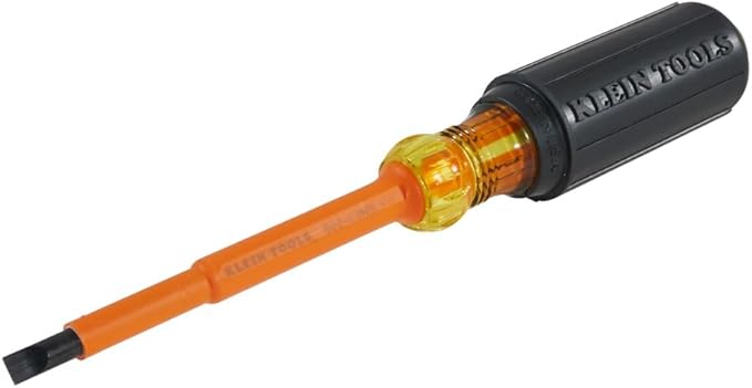 Klein Tools 602-4-INS 1/4-Inch Cabinet Tip Insulated Screwdriver, Made in USA, 4-Inch