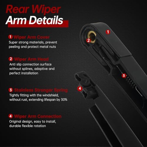 OTUAYAUTO Rear Windshield Wiper Arm Blade Set - Replacement for Hyundai Santa Fe 2019-2021, Elantra GT 2018-2020- Factory Style Back Wiper Cover Accessories Assembly for Rear Window