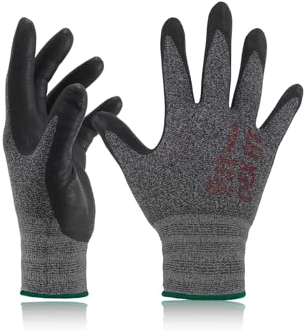 DEX FIT Nitrile Work Gloves FN330, 3D Comfort Fit, Touchscreen Grip Gloves for Warehouse, Construction, Package Handling, Delivery & General Work, Men & Women, BlackGray, M, 12 Pairs
