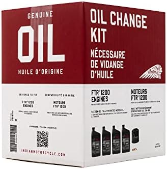 Indian Motorcycle Oil Change Kit for All 60 & 69 Cu In Liquid-Cooled Scout Engines, 4 Quarts 15W-60 Full Synthetic Oil, 1 Oil Filter, 2 Washers, Clutch Performance, Engine Protection - 2880191