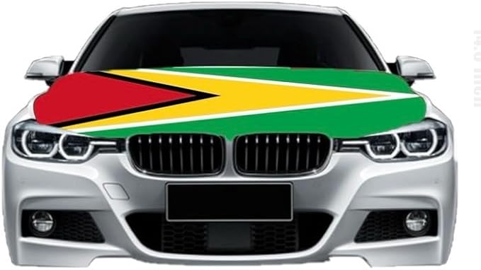 Car Hood Cover Country Flag Hood Cover Durable Weatherproof Universal Fit Car Cover for All Seasons Protection Custom Fit for Cars Trucks SUVs (Guyana)