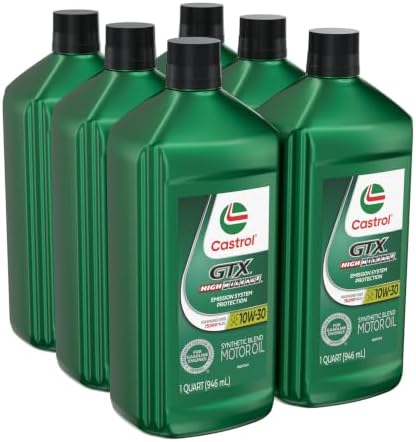 Castrol GTX High Mileage 10W-30 Synthetic Motor Oil, 1 Quart, Pack of 6