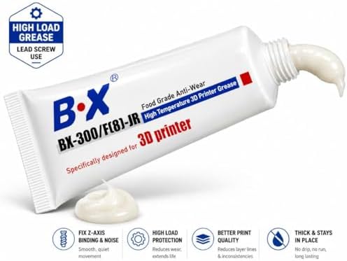 BX-300/F 3D Printer Lead Screw Grease for Bambu Lab P2S, X1C, H2D - High Temperature Synthetic Lubricant -Reduces Z-Axis Binding, Layer Lines & Noise - Food Grade (1.05 oz / 30g)