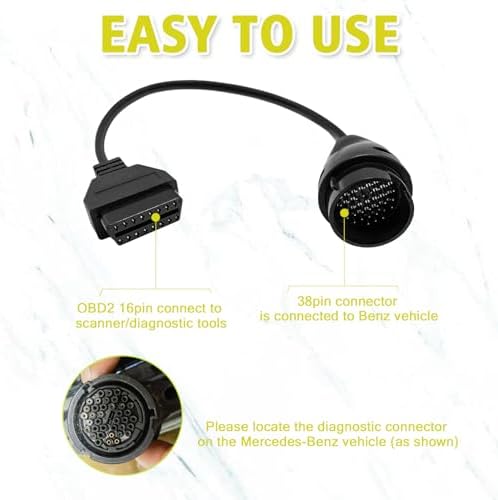 OBDII Adapter Cable for Benz 38 Pin to 16Pin OBD Diagnostic Adapter