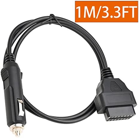 1M/3.3ft Car OBD2 Vehicle ECU Emergency Power Supply Cable Car Memory Save Any 12V DC Power Source with Cigarette Lighter to OBD Female Connector Cable Adapter Black