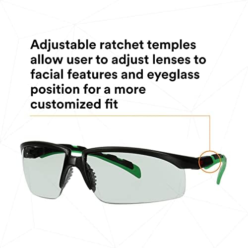 3M Safety Glasses, Solus 2000, IR Shade 1.7 Gray Lens, Black/Green Temples