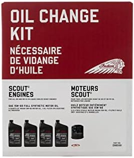 Indian Motorcycle Oil Change Kit for All 60 & 69 Cu In Liquid-Cooled Scout Engines, 4 Quarts 15W-60 Full Synthetic Oil, 1 Oil Filter, 2 Washers, Clutch Performance, Engine Protection - 2880191