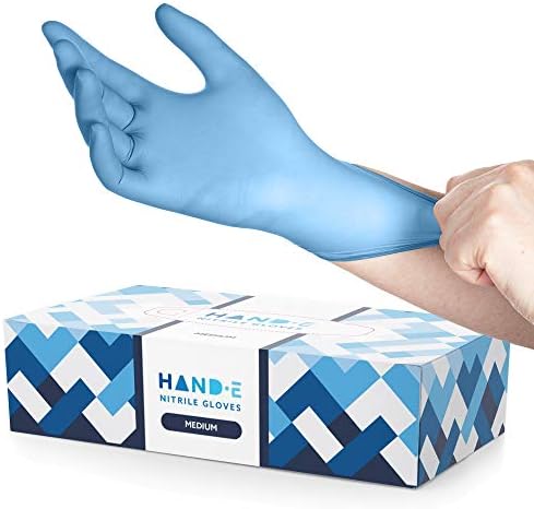Hand-E Touch Blue Nitrile Disposable Gloves - Latex Free Medical Exam Gloves, Powder Free, Food Safe, Cooking