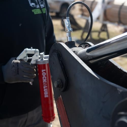 LockNLube Heavy-Duty Pistol Grip Grease Gun - Commercial/Residential - 20" Hose, Swivel, Coupler