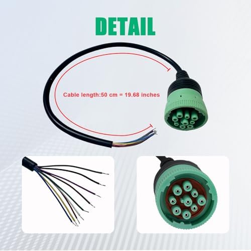 Type 2 Green J1939 9 Pin to Open Cable Adapter,J1939 DIY Connector