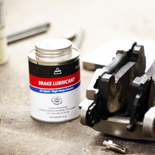 AGS Automotive Solutions Ceramic-Glyde Silicone Brake Lubricant – 8oz Brush Top Can, Advanced Noise Reduction, Exceptional Brake Pad Protection, Reliable Performance
