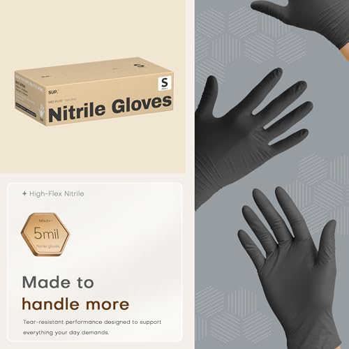 SUP Med Plus™ Nitrile Gloves, 5 Mil Powder-Free Disposable Black 75 | 750Ct