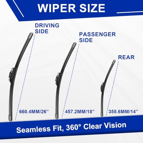KAIYI 3 Pack Windshield Wipers Compatible with Civic Hatchback 2017-2021