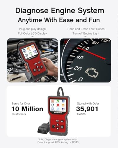 MOTOPOWER MP69033 Pro OBD2 Scanner Code Reader Check Engine Fault Light Diagnostic Scan Tool with Battery Tester