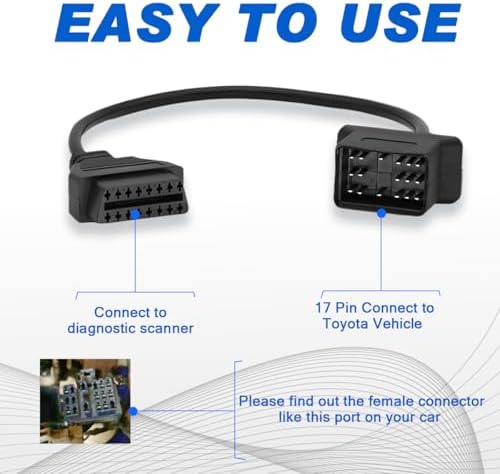OBD Adapter for Toyota 17 Pin OBD1 to 16 Pin OBD2 Diagnostic Cable