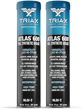TRIAX Atlas 600 Grease - Full Synthetic, Ultra-Heavy Duty, Low Temp, Marine, Waterproof; All Bearings, Joints, Drive Train & 5th Wheel -14 oz Tube (Pack of 2)