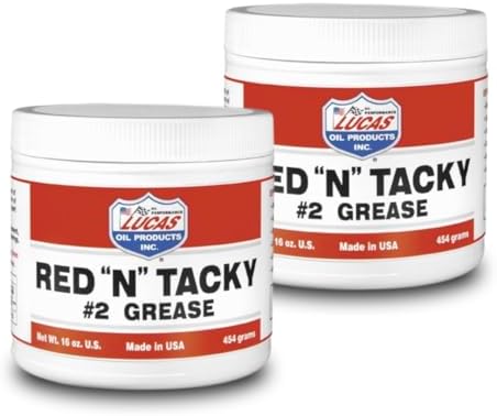Lucas Oil Red N Tacky Grease 1 lb – 2 Pack | Heavy Duty Lithium Grease | Waterproof, High Temp | for Trailer, Bearings, Farm, Auto Use