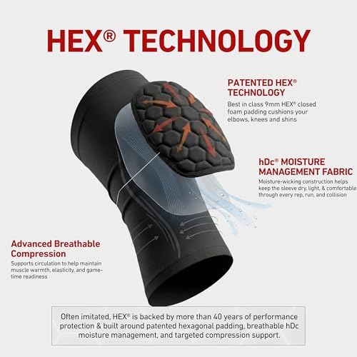 Knee Compression Sleeves: McDavid Hex Knee Pads Compression Leg Sleeve for Basketball, Volleyball, Weightlifting, and More - Pair of Sleeves