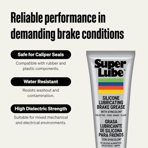 Super Lube 97008 Silicone Lubricating Brake Grease with PTFE, 8 oz Tube, Translucent White