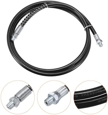 HARFINGTON Grease Gun Hose 59" 10000 PSI Spring Flex High Pressure Quick Release Grease Replacement with Coupler 1/8" NPT Threads for Grease Gun, Black