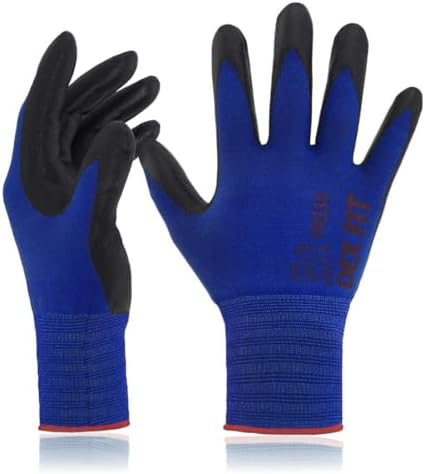 DEX FIT Nitrile Work Gloves FN330, 3D Comfort Fit, Touchscreen Grip Gloves for Warehouse, Construction, Package Handling, Delivery & General Work, Men & Women, Blue, XXL, 3 Pairs