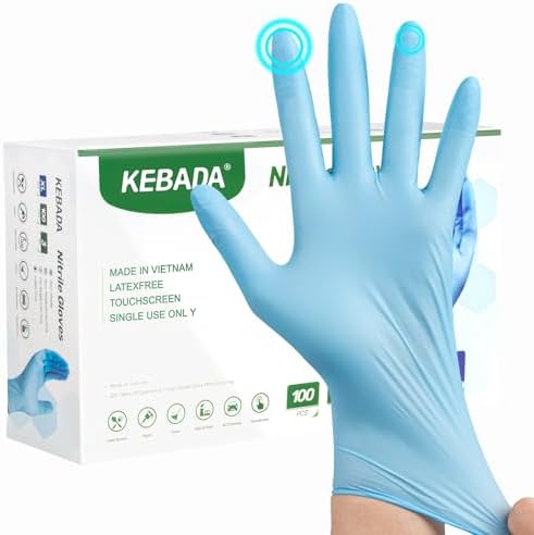 Kebada D1 Blue Disposable Nitrile Gloves, 100% Food Safe, 100 Count