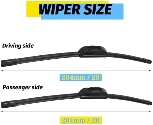 20‘+20’ Inch Front Windshield Wiper Blades U/J HOOK (Set Of 2), OEM All Season Universal Wiper Blade Replacement For Ford E-150 / E-250 2003-2014, Ford E-350 Super Duty 1999-2016 And More