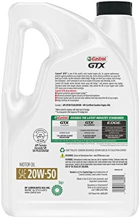 Castrol GTX 20W-50 Motor Oil, 5 Quart, Pack of 2