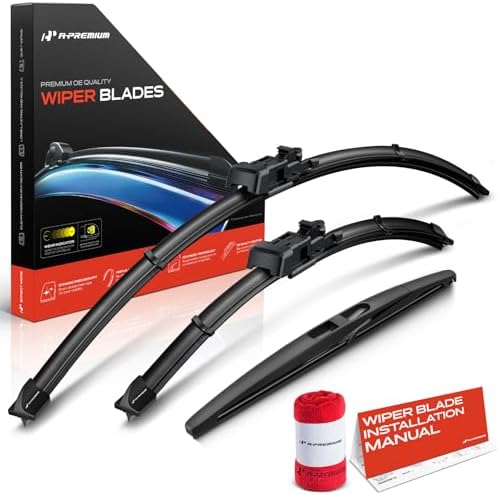 A-Premium 26"+15"+11" Windshield Wiper Blades with Wear Indicator & Towel