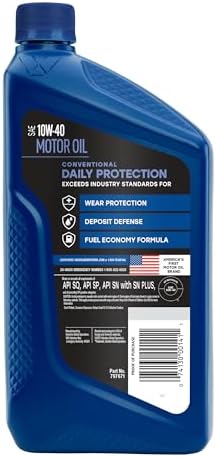 Valvoline Daily Protection SAE 10W-40 Conventional Motor Oil 1 QT, Case of 6