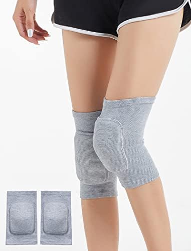 SUJAYU Knee Pads for Women, Dance Knee Pads Wrestling Knee Pads Basketball Knee Pads Volleyball Knee Pads for Women, Knee Protector Soft Knee Pads for Work (Grey, M)