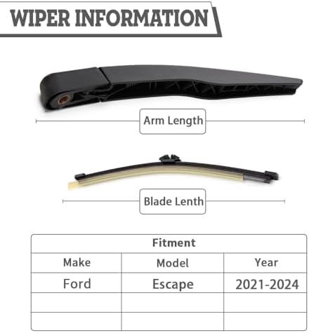 Rear Windshield Wiper Arm & Blade Assembly for Ford Escape 2020-2026
