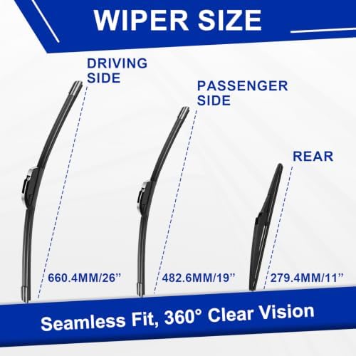 KAIYI 3 Windshield wipers Compatible with Toyota Prius V 2012-2017