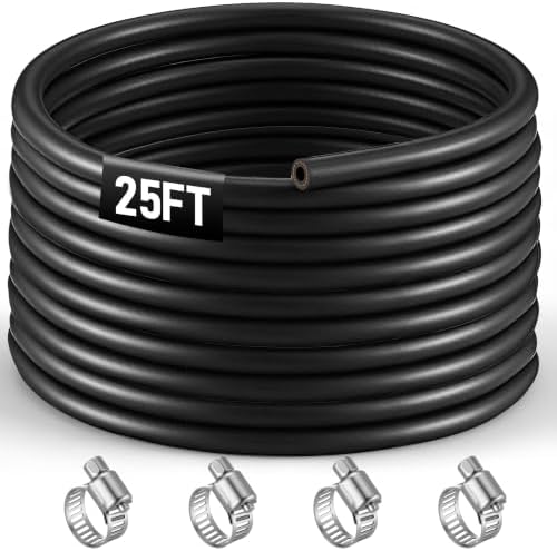 25FT 1/4" Heater Hose with 4 Clamps, EPDM Rubber Coolant Radiator Hose