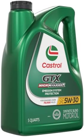 Castrol GTX High Mileage 5W-30 Synthetic Blend Motor Oil, 5 Qt, Pack of 3