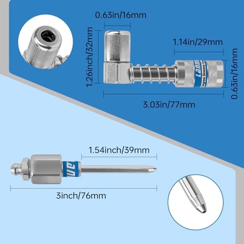 Grease Gun Coupler Kit, 12000 PSI with 90° Adapter & Needle Tip
