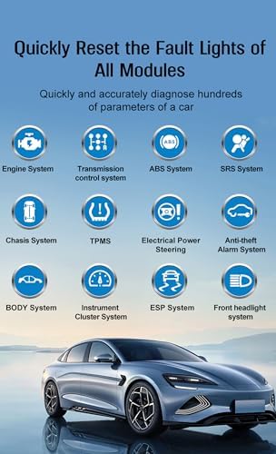 TP02 6 in 1 OBD2 Scanner for BMW Benz Audi Honda Toyota and Nissan Code Reader, Multi-System Diagnostic for Engine, Oil Reset, Transmission, ABS, SRS, Body, Chasis, Speaker System & More