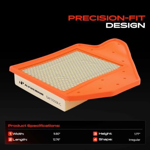 A-Premium Engine Air Filter Compatible with Chrysler Dodge Ram Volkswagen