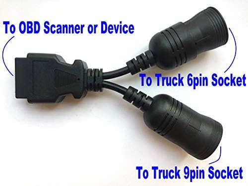 Truck OBD 6Pin 9Pin J1708 J1939 Protocol Diagnostic Adapter Cable,Heavy Duty Truck Bus Trailer OBD2 Diagnostic Scanner Conntor Black