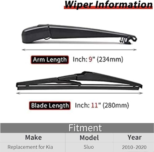 Replacement for 2010-2020 Kia Soul - OTUAYAUTO Rear Windshield Back Wiper Arm Blade Set