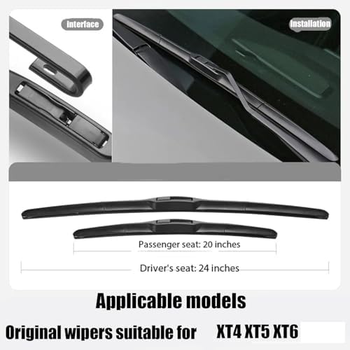 Windshield Wipers Replacement for Cadillac XT6 XT5 XT4 2024 2023 2022 2021 2020 2019 2018 2017 2016 Original Equipment Wiper Blades 24"+20"+12"Rear Wiper(Set of 3)