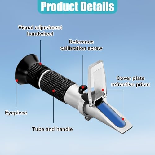 Antifreeze Refractometer, Antifreeze Coolant Tester for Checking Antifreeze Freezing Point, Concentration of Ethylene Glycol & Propylene Glycol, Battery Acid Condition, Windshield Washer Fluid