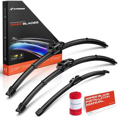 A-Premium 23"+21"+9" Windshield Wiper Blades with Wear Indicator & Towel