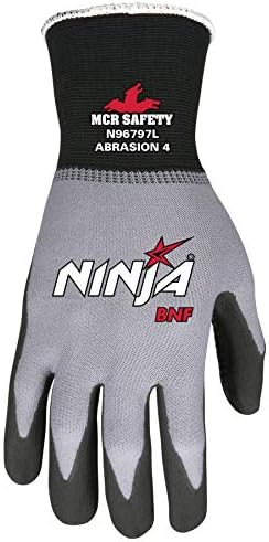 MCR Safety N96797XXL Ninja Work Gloves, 2X-Large, Gray, 1-Pair