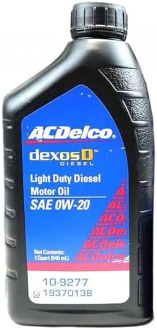 ACDelco 10-9277 - SAE 0W-20 DexosD Light Duty Diesel Motor Oil - 1 Quart Bottle