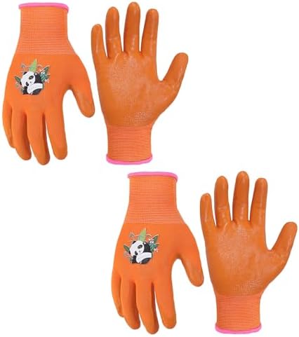 HANDLANDY 2 Pairs Kids Gardening Gloves, Grippy Kids Work Gloves, S