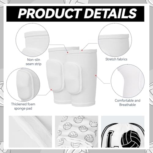 6 Pcs Volleyball Accessories Volleyball Knee Pads Arm Sleeves Drawstring Bag Softball Headbands Volleyball Protection Equipment Gifts for Women Training