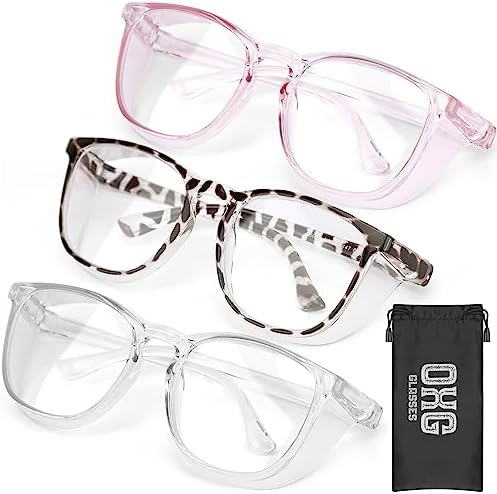 OXG 3 Pack Safety Glasses Goggles for Women, Anti Fog Clear Safety Glasses