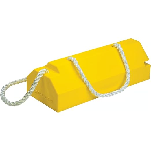 Checkers 20" Airplane Chocks, Aviation Wheel Chocks for Large and Oversized Aircraft, One Tire Chock for Polished Hangar Floors with Locking Rope and Handle, Durable Urethane, Yellow, AC6820-LR-RP-H